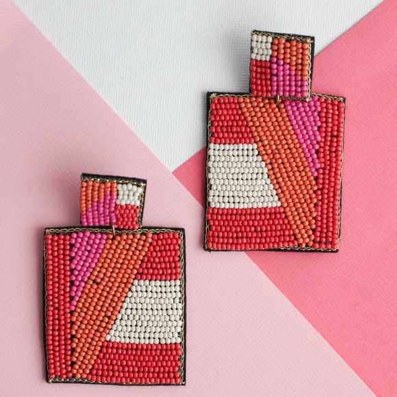 Ruby Beaded Earrings - Picture 1 of 4